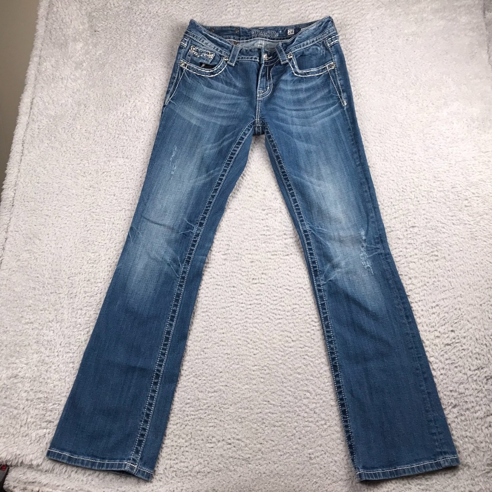 Miss Me Easy Boot Jeans Womens 28 (31x33) Blue Washed Embellished Western Rodeo